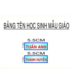 bảng tên học sinh mẫu giáo màu xanh